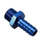 AC PERFORMANCE Blue Anodized Aluminum Fuel Oil Pump Inlet Straight Male M12x1.5 to 5/16 Hose Barb Fitting Adapters Bare with Aluminum Washer, Metric M12-1.5mm to 8mm Barb Generic