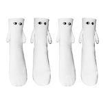 Funny Magnetic Socks Holding Hands Friendship Socks Hand in Hand Novelty Socks Gifts for Men Women Couples Friends, 2 Pairs White, One Size