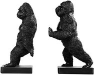 Set of 2 Polyresin KingKong Bookend,Art bookend, Homedecor for kids, Birthday Gift (Black)