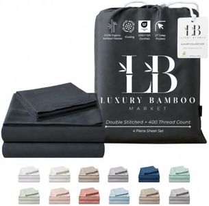 LB Luxury Bamboo Market Split King Size Sheet Set | 2 Fitted Sheets for Sleep Number & Adjustable Beds | Organically Grown | Ultra Soft & Cooling |100% Viscose | 17" Deep Pocket [Charcoal Grey]