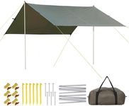 IDEALHOUSE 2024 New 9.8X9FT All-Season Camping Tent Tarp with 2 Aluminum Poles - Waterproof, UV-Protected, and Ripstop Multifunctional Canopy for Outdoor Adventures, Beach, Camping and Hiking