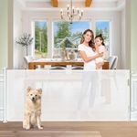 Moppets Extra Wide Retractable Baby Safety Mesh Gate/Safety gate for Kids and Pets for Stairs, Doors, Kitchen, Main Gate l 80 cm High & Upto180 cm Wide Adjustment & Easy to Fold - White 180cm