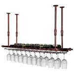 Wine Glass Rack，Hanging Wine Glass Holder ，Vintage Wine Bottle Holder, Ceiling Decoration Wine Glass Rack，Adjustable Height and Width，for Kitchen & Bars - Fixings Included (Bronze, 120cm x 30cm)