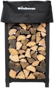 Woodhaven Black 4ft x 2ft Firewood Rack - Indoor And Outdoor Use With Cover - Perfect For Firewplace, Firepit, BBQ and More - Made In USA - Heavy Duty
