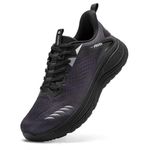 FitVille Men's Extra Wide Running Trainers Arch Support Jogging Shoes Road Running Sneakers Lightweight Walking Shoes for Plantar Fasciitis Midnight Black