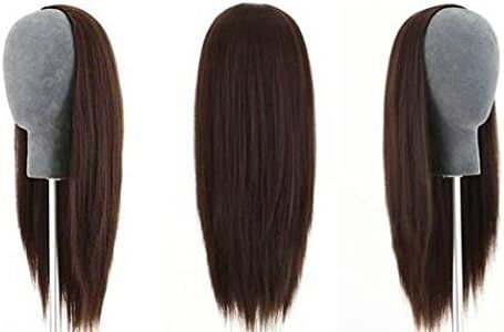 Remeehi 3/4 Half Wig Indian Remy Human Hair Silky Straight Hair Weft Cap To Choose 26" 260G #1B Natural Black