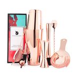 Premium Cocktail Shaker Set, 304 Stainless Steel Bartender kit with 18oz & 28oz Shaker Tins, Cocktail Strainer Set, Japanese Jigger, Muddler, Bar Spoon & Liquor Pourers, Copper, 9 Piece Set