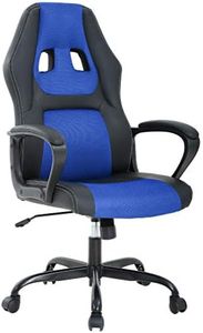 Ergonomic Office Chair Cheap Desk Chair PC Gaming Chair Rolling PU Leather Swivel Chair Executive Computer Chair Lumbar Support for Women, Men(Blue)