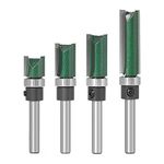 Bestgle 4pcs 1/4” Shank Flush Trim Pattern Router Bits Set Double Straight Template Woodworking Milling Cutter Tools