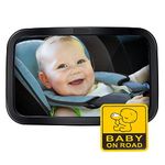 Gorrow Baby Car Mirror for Back Seat, Adjustable Car Mirror Baby with Rear View, Safest Shatterproof Infant Mirror, Drive Safe and Monitor to See Rear Facing Infants, Kids and Child