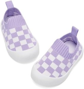 BACSAC Baby Toddler Shoes Boys Girls Infant Lightweight Breathable Walking Sock Sneakers 6-36 Months White Light Purple,9-12 Months