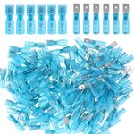 Glarks 100pcs 16-14 Gauge Fully Insulated Female/Male Spade Nylon Heat Shrink Waterproof Quick Disconnect Electrical Insulated Crimp Terminals Connectors Assortment Kit