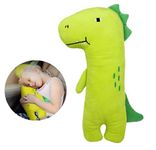 Qchomee Kids Car Seat Pillow Cute Cartoon Neck Head Body Support Cushion for Children Baby Soft Belt Protector Headrest Strap Cover Shoulder Pad Comfort Travel Trip Green Dinosaur, one size