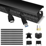 StaGeek Cable Trunking, 9 Pieces of Cable Management Kit, 3.5M Open Slot Cable Raceway Duct with Cover, Desk Cable Tidy Concealer Cord Organizer to Hide Wires for TVs,Computers-9x39cm, Black