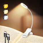 Glocusent Willow Book Light for Reading in Bed, 10LED Bright Reading Light, 3 Colors & 3 Brightness, Rechargeable Book Light Lasts for 80hr, Lightweight Clip on Book Light, Perfect for Book Lovers