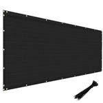 Windscreen4less Heavy Duty Privacy Screen Fence in Color Solid Black 5' x 20' Brass Grommets w/3-Year Warranty 150 GSM (Customized Size)