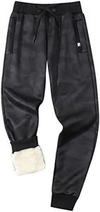 Gihuo Men's Sherpa Lined Athletic Sweatpants Winter Warm Track Pants Ribbed Leg Jogger Pants(BlackCamo-M)