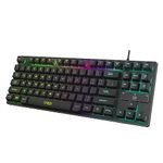 EvoFox Fireblade Wired TKL Gaming Keyboard with Breathing Effect |Backlit Keyboard Membrane, Mixed Color Lighting, Floating Keycaps, 19 Anti-Ghosting Keys, Windows Lock Key, Braided Cable (Black)