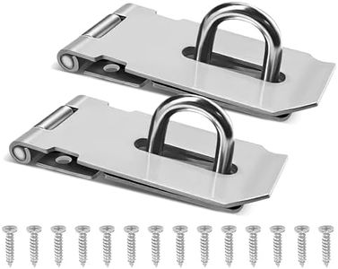 Door Hasp Latch Lock, 2 Pcs Stainless Steel Padlock Latch, 3 inch Door Lock Clasp for Wooden Case, Toolboxes, Cabinet Boxes, Drawer, Toolbox (Silver)