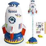 Skirfy Sprinklers for Yard Rocket Outdoor Water Toys for Kids, Rocket Design Powered Lift Off 9-16ft & Spin, Summer Garden Water Play Toys & Birthday Gift for Girls Boys Age 3-12 Year Old