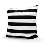 Lavievert Decorative Cotton Canvas Square Throw Pillow Cover Cushion Case Handmade Black and White Stripe Toss Pillowcase with Hidden Zipper Closure 18 X 18 Inches (For Living Room, Sofa, Etc)