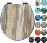 Nastarki Round Toilet Seat, Slow Close Wood Toilet Seats, Wooden Toilet Seats with Strong Alloy Hinges, Easy to Clean