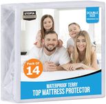 Waterproof Mattress Protector Double Bed, 135 x 190 cm, (Pack of 14, White), Fits Up to 40 cm Deep Mattresses, Premium Terry Mattress Cover, All Around Elastic, Machine Washable by Utopia Bedding