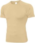 SPVISE Beige Short Sleeve Tight Compression Shirts for Men, Quick Dry Cooling Sport Yoga T-Shirt, Athletic Workout Base Layer