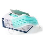 Surgical Face Masks by ISC H&S with Earloop 3 Ply, Pack of 50 Masks (Green)