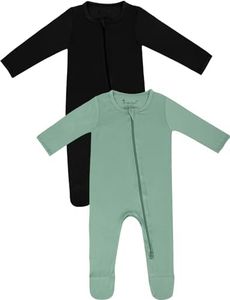 Jimonda Rayon Baby Pajamas,2-Way Zipper One-Piece Footies,Long Sleeve Unisex Boys Girls Romper,Sleep and Play Pjs,Infant Clothes
