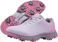 Women Golf Shoes, Ladies Golf Sport Sneakers Professional Waterproof Spikes Walking Shoe for Female,White,6 UK