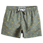 MaaMgic Boys Swim Trunks Swim Shorts Toddler Bathing Suit Quick Dry Beach Board Shorts for All Ages,Banana Matcha Green,5-6 Years