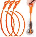 HFLYJPYW 3 Pack 25 Inch Hair Snake Hair Drain Clog Remover Cleaning Tool Drain Opener sink snake Drain Auger Hair Remover Tool For Sewer, Toilet, Shower Kitchen Sink, Bathroom Tub