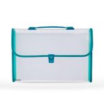 Solimo Transparent Expanding File Folder with 13 Pockets, Handle, and Buckle Closure, for A4 Size Documents (Green)