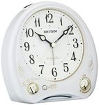 Rhythm 8RM400SR03 Ariacantabile N Alarm Clock with Melody, Continuous Second Hand, White, 5.4 x 5.3 x 3.1 inches (13.6 x 13.5 x 7.9 cm), White