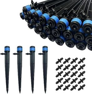 BEADNOVA Drip Irrigation Spray Emitters 50pcs Drip Emitters for 1/4 Inch with Straight Coupling Full Circle Micro Sprinkler Adjustable Irrigation Drippers for Drip Irrigation Parts Garden Patio Lawn