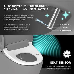 VOVO Electronic Smart Bidet Toilet Seat – Heated, Dryer, LED, Round