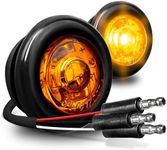 TRUE MODS 2pc 3/4" Inch Round Amber Trailer 12V LED Marker Light [3 Wire/DRL & Turn Signal] [DOT FMVSS 108] [SAE P2PC] [Semi-Spherical Output] [IP67 Waterproof] Small Markers for Trailer Truck