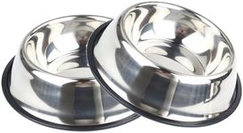 Stainless Steel Metal Pet Bowls Set of 2 Pcs,Quiet Rubber Base,Heavy Duty,Rust Resistant,Food Grade BPA Free,Less Sliding for Cats and Dogs,Dry and Wet Foods,（2 Pcs） (Gray)