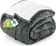 Utopia Bedding Sherpa Blanket Queen Size [Grey, 90x90 Inches] - Soft Lightweight Plush Fleece Reversible Blanket for Bed, Sofa, Couch, Camping and Travel