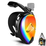 Odoland Snorkel Set, Snorkeling Packages with Dry Top Diving Mask, Adjustable Swim Fins, Mesh Bag, Anti-Fog Anti-Leak Snorkeling Gear for Men Women Adult Orange S