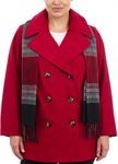 London Fog Women's Double Breasted Peacoat with Scarf, Red, XL