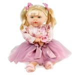 Bibi Doll 18" Realistic Baby Doll With Hair In Pink Outfit, Sounds And Dummy - Real Life Baby Dolls For Girls And Boys - Lifelike Baby Doll Talking Doll Interactive Doll Soft Body Baby Doll (Rosie)