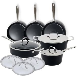 Alva Maestro 12-Piece Nonstick Ceramic Cookware Set – Toxin-Free, Scratch-Resistant, Induction Compatible – Even-Heat Aluminum Base – Oven & Dishwasher Safe – Healthy Nonstick for Everyday Cooking