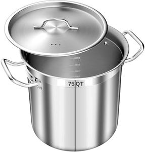 Stainless Steel Stockpot with Lid, 75QT Large Stock Pot Heavy Duty Tri-Ply Bottom Commercial Grade Stock Pot & Stockpots for Boiling Cooking Soup Stew Canning Cookware Sauce Cooking Pots