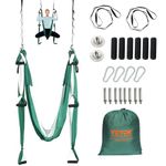 VEVOR Aerial Yoga Swing Set, 2.7 Yards Yoga Hammock Hanging Swing Aerial Sling Inversion Fly Kit Trapeze Inversion Equipment with Ceiling Mount Accessories, Max 661.38 lbs Load Capacity, Green/White