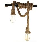 WINSOON Pendant Lighting Ceiling Vintage Industrial Hemp Rope Pendant Light Fitting 2-Light fit for Dining, Living Room, Hallway, Bar, Restaurant （Bulb NOT Include）