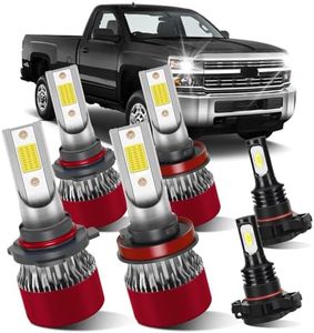 LSLIGHT Compatible for Chevrolet Silverado 2500 3500HD 2008 2009 2010 2011 2012 2013 2014 2015 2016 2017 2018 2019 2020 2021 9005 High Beam H11 Low Beam 5202 Fog Light Bulbs 6PCS/1PACK