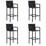 vidaXL 4x Bar Stools Bar Counter Kitchen Stools Armchairs Garden Outdoor Chairs Bar Patio Chairs Outdoor Indoor Furniture Black Poly Rattan