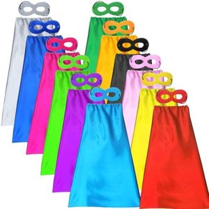 ADJOY 12 Sets Kids Superhero Capes and Masks Birthday Party Dress Up Capes Costume - Mixed Colors